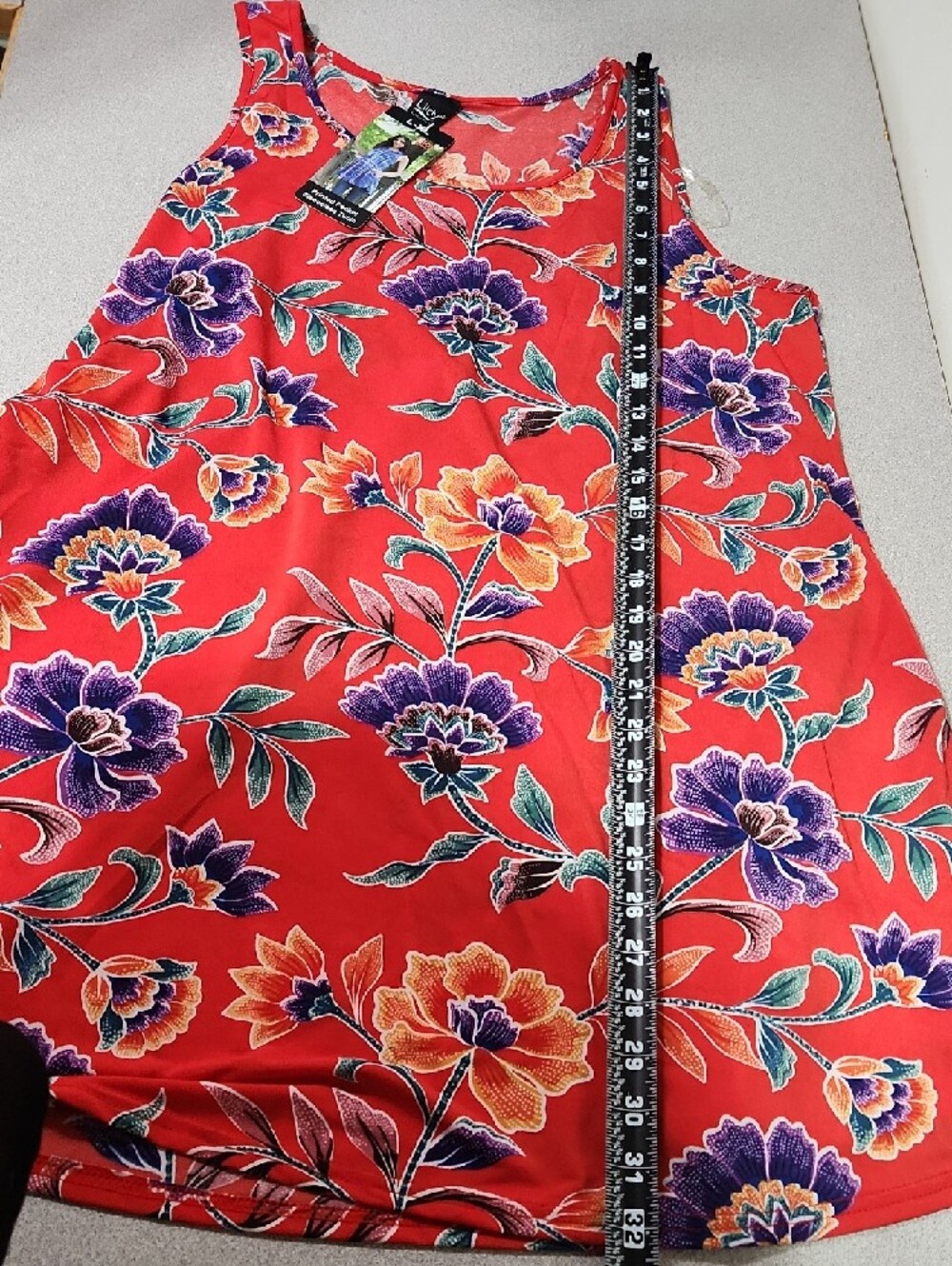 Lildy Red Floral Sleeveless Pocket Tunic Women L/XL Purple Summer Beach - Picture 9 of 10